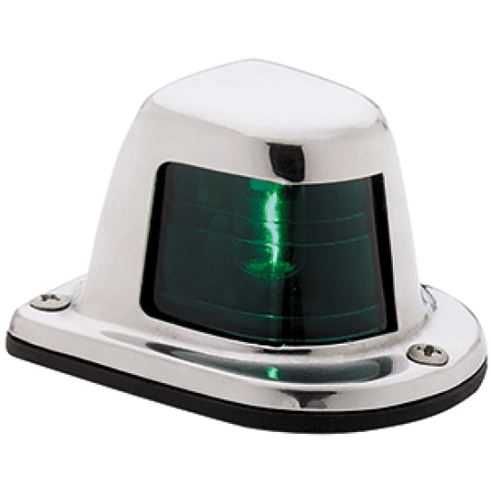 Attwood Marine 1-Mile Deck Mount, Green Sidelight - 12V - Stainless Steel Housing, 66319G7, 022697008916