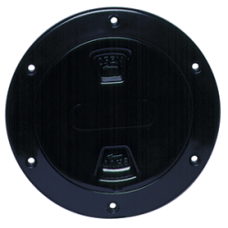 Beckson Marine 4 Smooth Center Screw Out Deck Plate Black 4.5 Cut