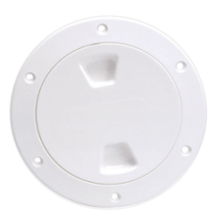 Beckson Marine 4 Smooth Center Screw Out Deck Plate White 4.5 Cut