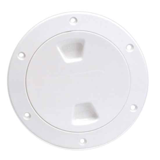 Beckson Marine 4 Smooth Center Screw Out Deck Plate White 4.5 Cut, DP40-W, 021083001562