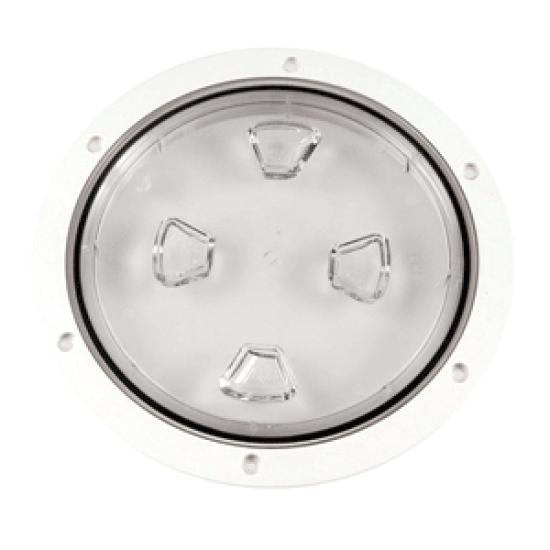 Beckson Marine 8 Clear Center Screw-Out Deck Plate - White, DP80-W-C, 021083010007