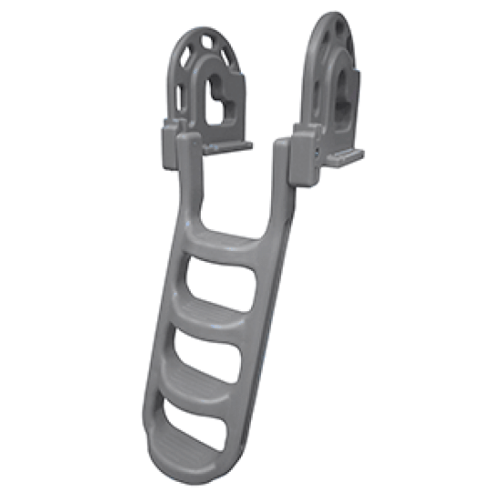 Dock Edge Stand-Off Flip-Up Polyethylene Roto Molded 4-Step Dock Ladder - Grey, 2084-F, 776113208403