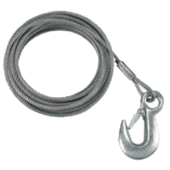 Fulton 7/32" x 50' Galvanized Winch Cable and Hook - 5,600 lbs. Breaking Strength, WC750 0100, 088154092386