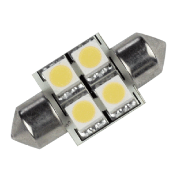 Lunasea Single-Sided 4 Led Festoon - 10-30Vdc/0.7W/60 Lumens - Warm White, LLB-202W-21-00, 894953001364