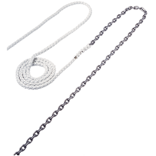 Maxwell Anchor Rode - 15'-1/4" Chain to 150'-1/2" Nylon Brait, RODE38, 100000000500