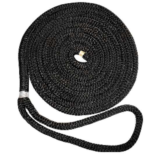 New England Ropes 1/2" X 15' Nylon Double Braid Dock Line - Black, C5054-16-00015, 753963037940