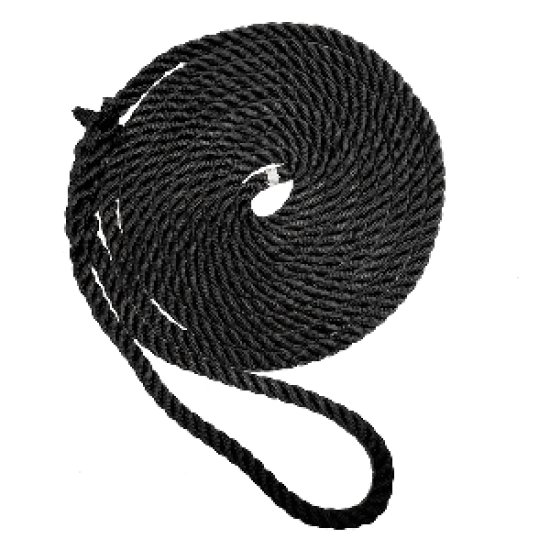 New England Ropes 1/2" X 15' Premium Nylon 3 Strand Dock Line - Black, C6054-16-00015, 753963043231