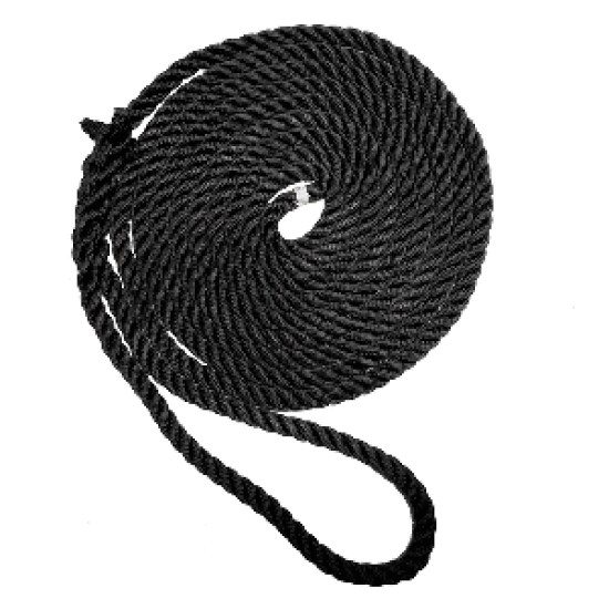 New England Ropes 3/8" X 15' Premium Nylon 3 Strand Dock Line - Black, C6054-12-00015, 753963043170