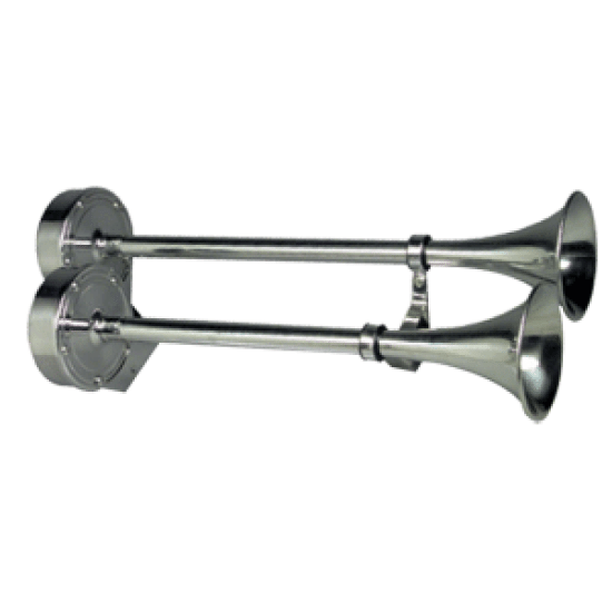 Ongaro Marine / Boat Deluxe Ss Dual Trumpet Horn 24V Marine/Boat, 12428, 768170124284