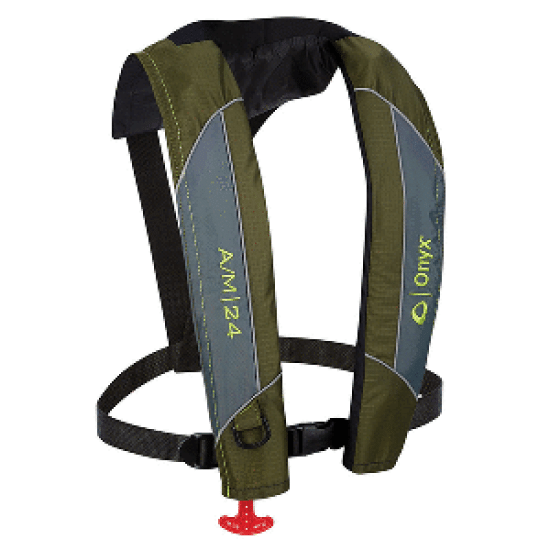 Onyx A/M-24 Automatic/Manual Inflatable PFD Life Jacket - Green, 132000-400-004-18, 043311961455