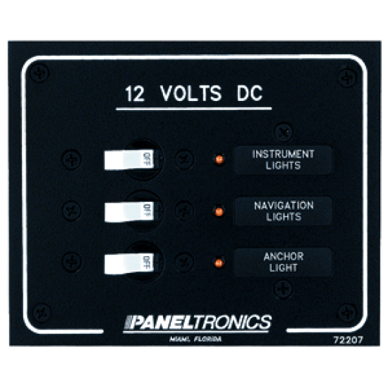 Paneltronics Standard DC 3 Position Breaker Panel w/LEDs, 9972207B, 602290500033