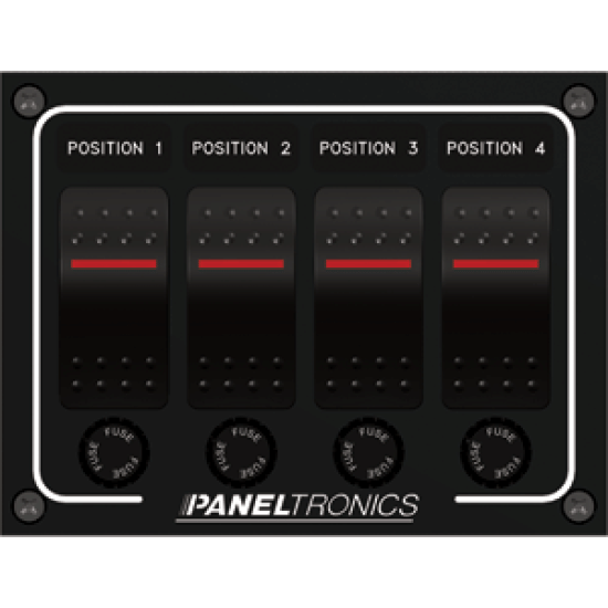 Paneltronics Waterproof Panel - DC 4-Position Illuminated Rocker Switch & Fuse, 9960011B, 602290500576