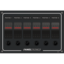 Paneltronics Waterproof Panel - DC 6-Position Illuminated Rocker Switch & Circuit Breaker