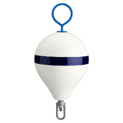 Polyform Mooring Buoy W/ Iron 15" Diameter White Blue Stripe