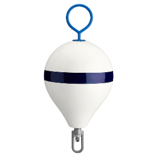 Polyform Mooring Buoy W/ Iron 15" Diameter White Blue Stripe, CM-2 WH-STR, 743952903035