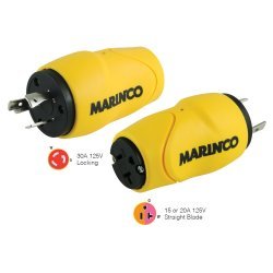 Marinco Straight Adapter 30Amp Locking Male Plug To 15 S30-15