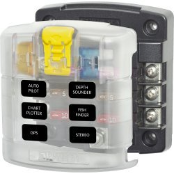 Blue Sea 5028 St Blade Fuse Block W/ Cover 6 Circuit Without Neg. Bus