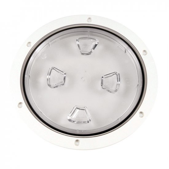 Beckson Marine 8 Clear Center Screw-Out Deck Plate - White