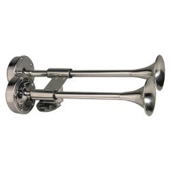 Ongaro Deluxe Ss Shorty Dual Trumpet Horn 12V Marine/Boat