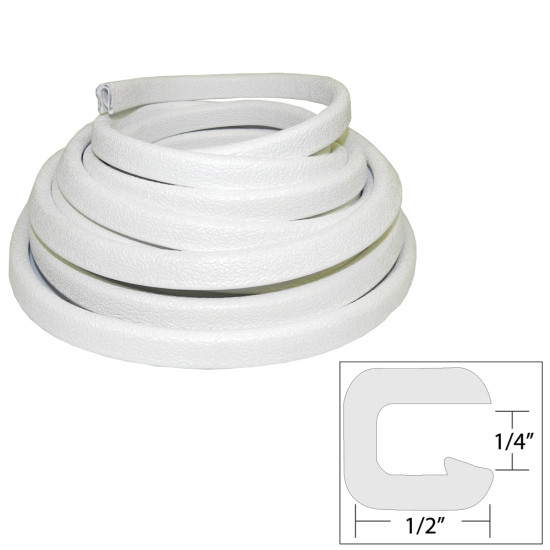 Taco Flexible Vinyl Trim 1/4 Opening X 1/2 White 25' V30-1008W25-1