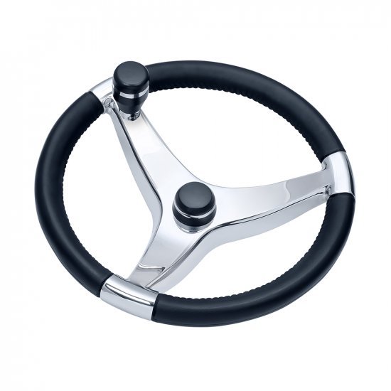 Ongaro Evo Pro 316 Cast Stainless Steel Steering Wheel W/Control Knob - 13.5 Diameter