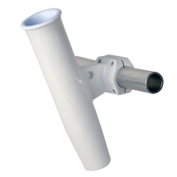 C. E. Smith Aluminum Horizontal ClampOn Rod Holder 15/16" OD White Powdercoat w/Sleeve