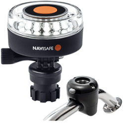 Navisafe Navilight 360 Deg. 2NM White w/Navimount Base & Rail Mount Black