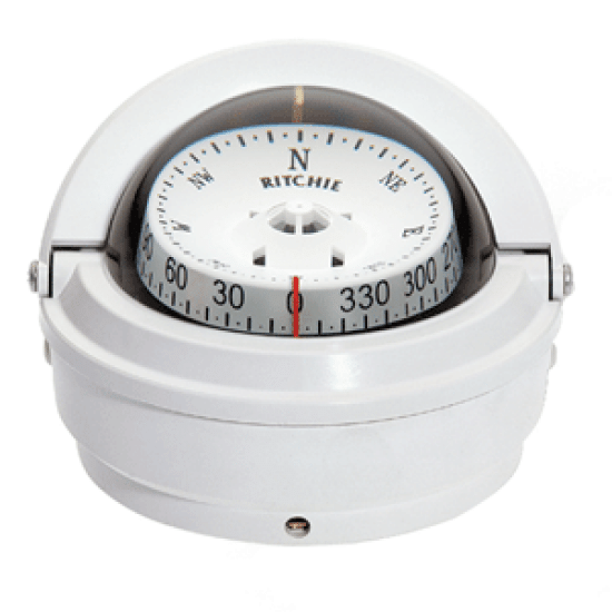 Ritchie S-87W Voyager Compass - Surface Mount - White, S-87W, 010342140340