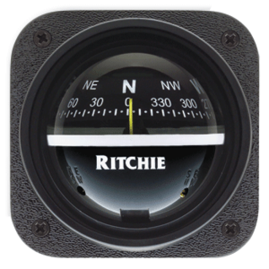 Ritchie V-537 Explorer Compass - Bulkhead Mount - Black Dial, V-537, 010342161192