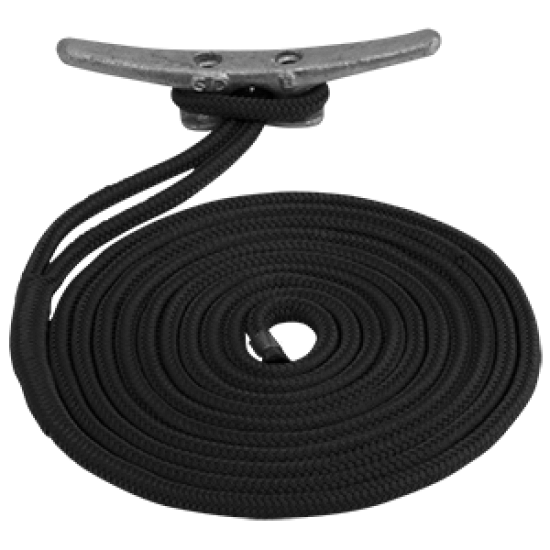 Sea-Dog Double Braided Nylon Dock Line - 5/8" x 35' - Black, 302116035BK-1, 035514302616