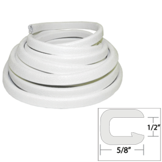 TACO FLEXIBLE VINYL TRIM 1/2" OPENING X 5/8" WHITE 25' V30-1316W25-1, V30-1316W25-1, 630838008215