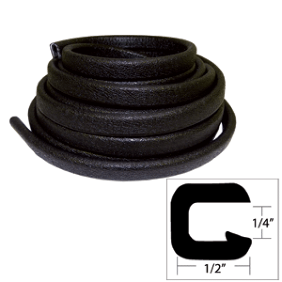 Taco Flexible Vinyl Trim - 1/4" Opening X 1/2" W X 25'L - Black, V30-1008B25-1, 630838005740