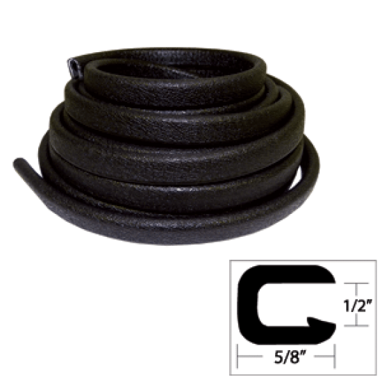 TACO Flexible Vinyl Trim - ½" Opening x ⅝"W x 25'L - Black, V30-1316B25-1, 630838008192