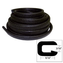 Taco Flexible Vinyl Trim 3/16" Opening X 9/16" Black 25' V30-1005B25-1