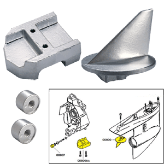 Tecnoseal Anode Kit w/Hardware - Mercury Alpha 1 Gen 1 - Aluminum, 20800AL, 805961781932