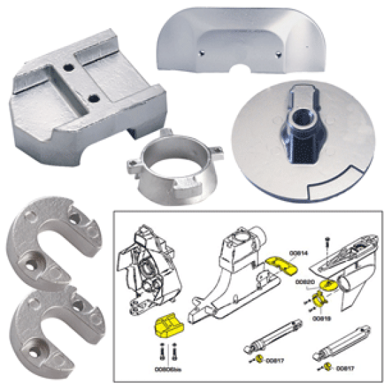 Tecnoseal Anode Kit w/Hardware - Mercury Alpha 1 Gen 2 - Aluminum, 20801AL, 805961781934