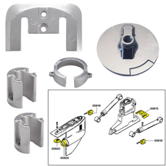 Tecnoseal Anode Kit W/Hardware - Mercury Bravo 1 - Aluminum, 20803AL, 805961781936