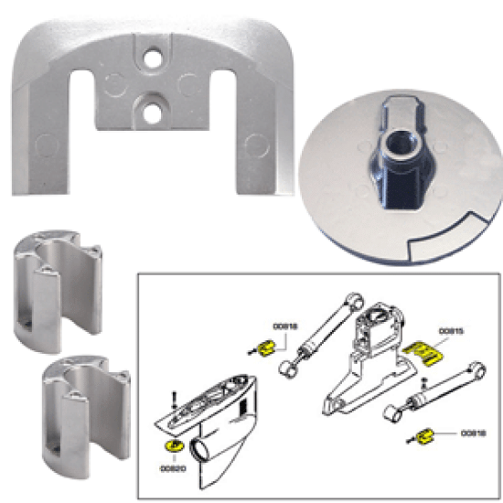 Tecnoseal Anode Kit W/Hardware - Mercury Bravo 2-3 - Aluminum, 20804AL, 805961781938