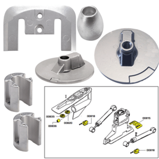 Tecnoseal Anode Kit w/Hardware - Mercury Bravo 3 2004 - Aluminum, 20805AL, 805961781940