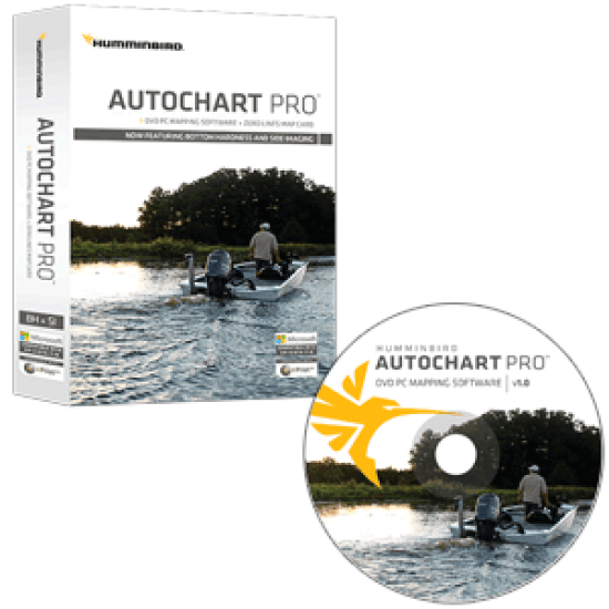 Humminbird AutoChart PRO DVD PC Mapping Software w/Zero Lines Map Card, 600032-1, 082324044007