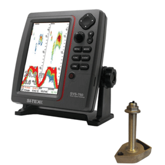 SI-TEX SVS-760 Dual Frequency Sounder 600W Kit w/Bronze Thru-Hull Temp Transducer - 1700/50/200T-CX, SVS-760TH, 012303597125