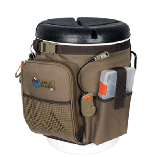 Wild River RIGGER 5 Gallon Bucket Organizer w/Lights, Plier Holder & Lanyard, 2 PT3500 Trays & Bucket w/Seat, WT3507, 084298435072