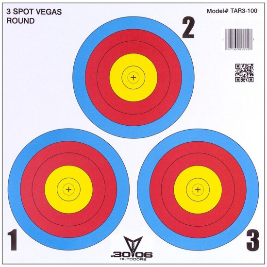 30-06 Outdoors Vegas Style 3-Spot Archery Targets  100 Pack | 30-06 Outdoors