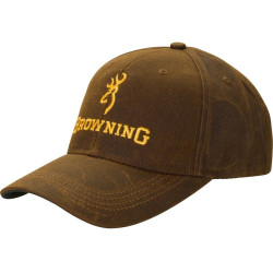 Browning Dura-Wax Water-Repellent Hat - Brown Waxed Cotton Cap with Buckmark Logo