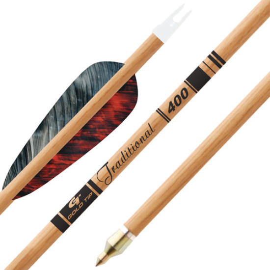 Gold Tip Arrow Traditional 4" Feathers 6pk, TRAD400F6, 791331880422