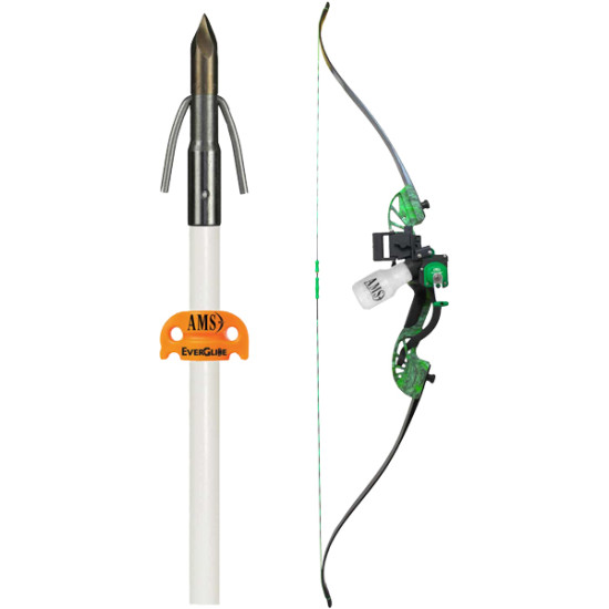 AMS Bowfishing Complete Bow Kit Water Moc Recurve Grn Rh, B705MOCRH, 645756705108