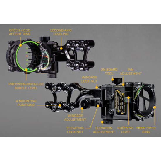 Trophy Ridge Bow Sight Fix 5 5-Pin .019 Rh Black, AS905, 754806236025