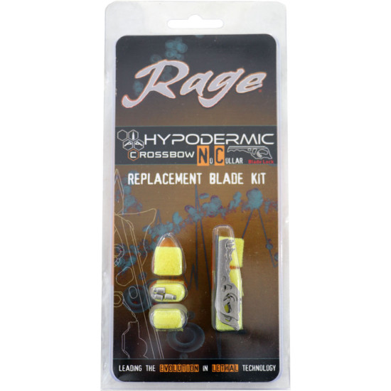 Rage Replacement Blades Hypodermic Xbow No-Collar, R38205, 818322012676