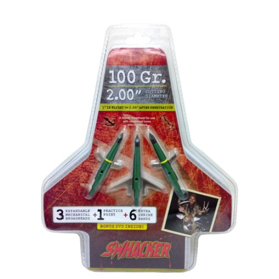 Swhacker Broadhead 2-Blade 100Gr 2" Cut 3/Pk, SWH00207, 895090002078