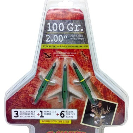 Swhacker Broadhead 2-Blade 100Gr 2" Cut 3/Pk, SWH00207, 895090002078